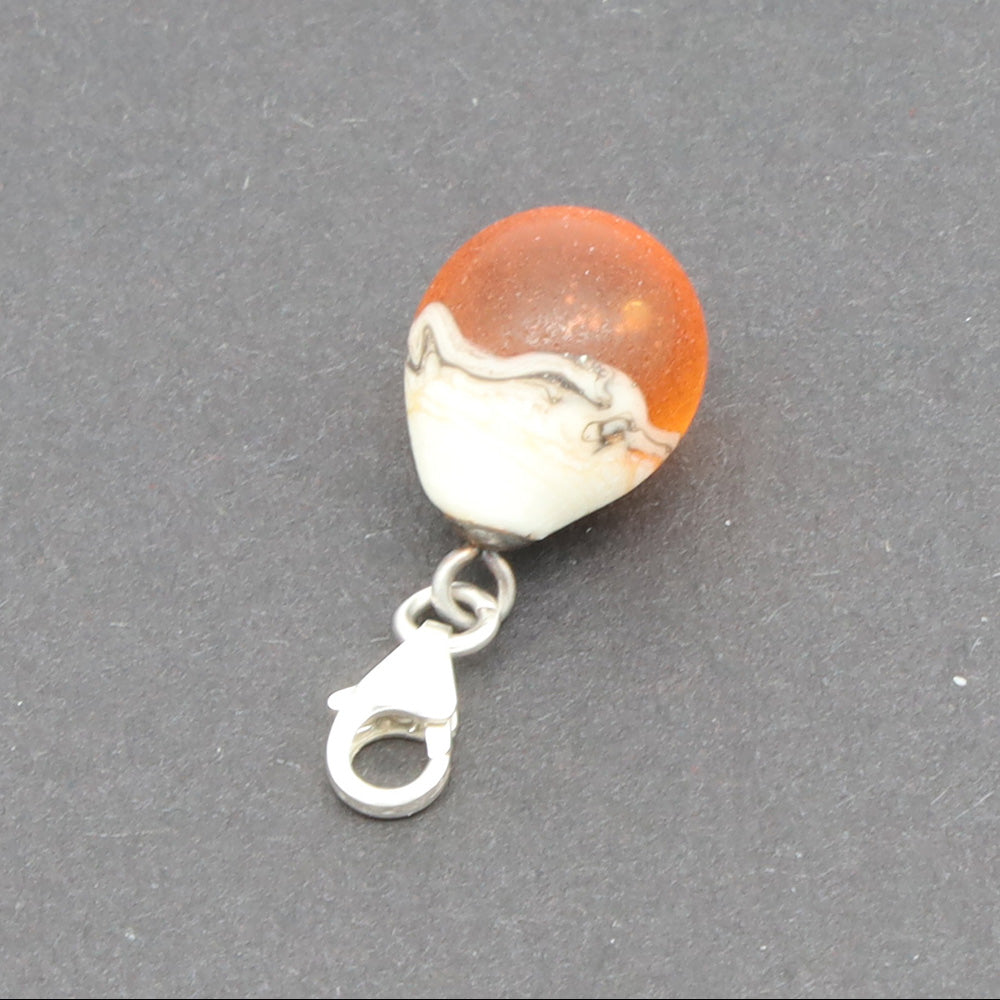 Frosted Yellow & Silvered Ivory Droplet Charm