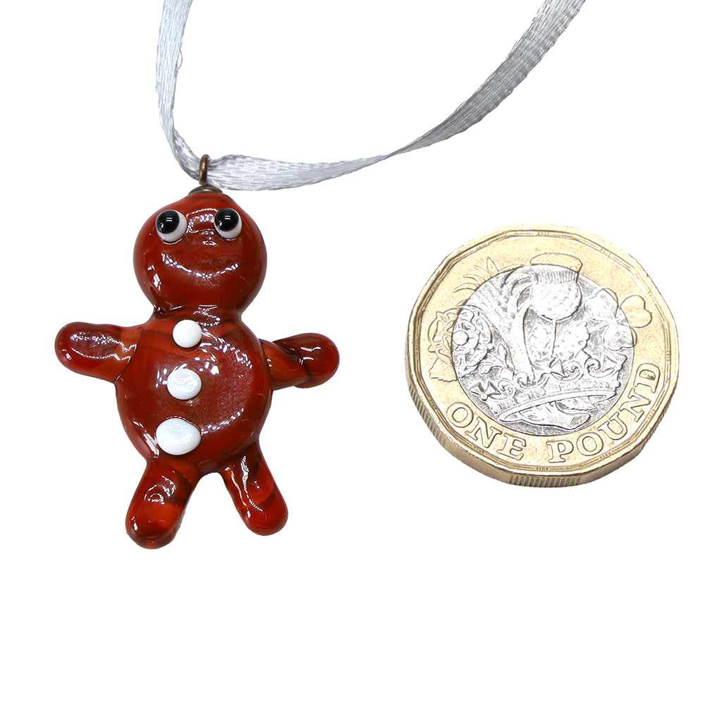 Tiny Glass Gingerbread Man Hanging Decoration
