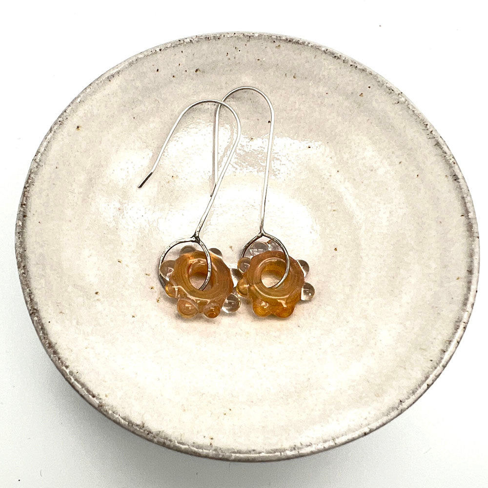 Golden Water Droplet Silver Drop Earrings