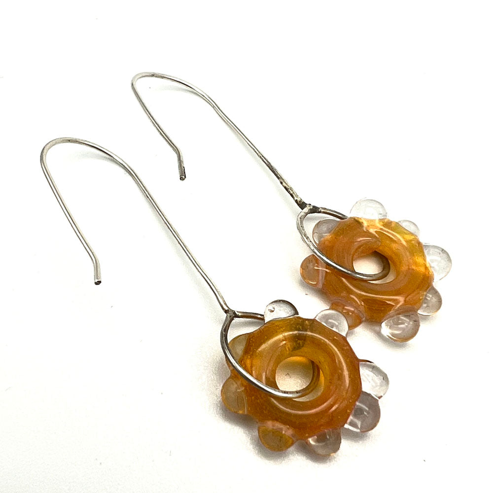 Golden Water Droplet Silver Drop Earrings