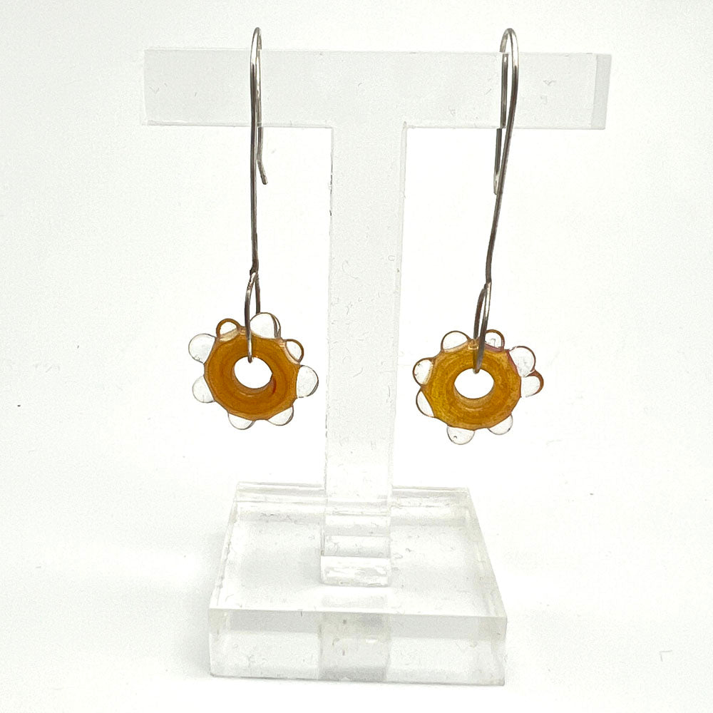 Golden Water Droplet Silver Drop Earrings