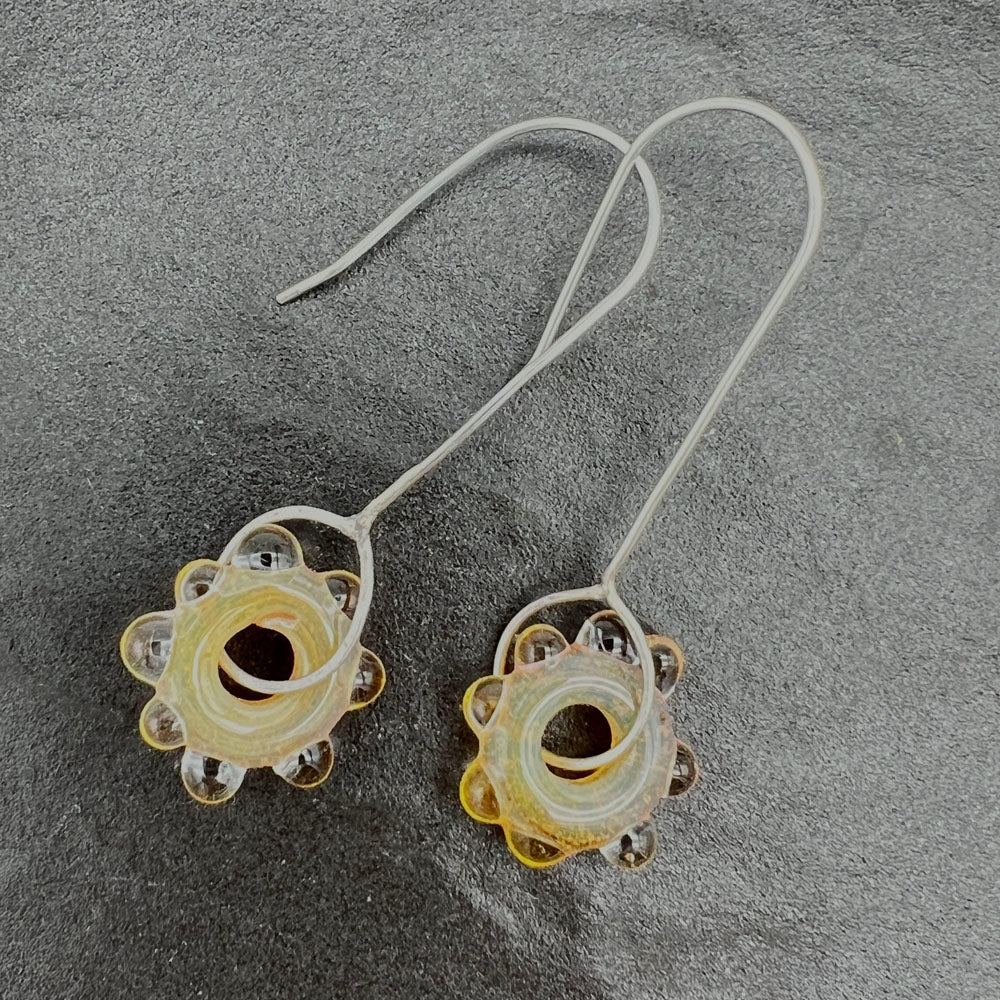 Golden Water Droplet Silver Drop Earrings