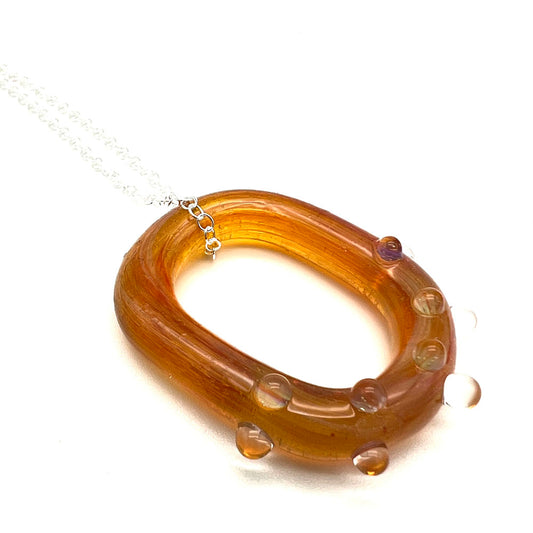 Golden Water Droplet Glass Link Necklace