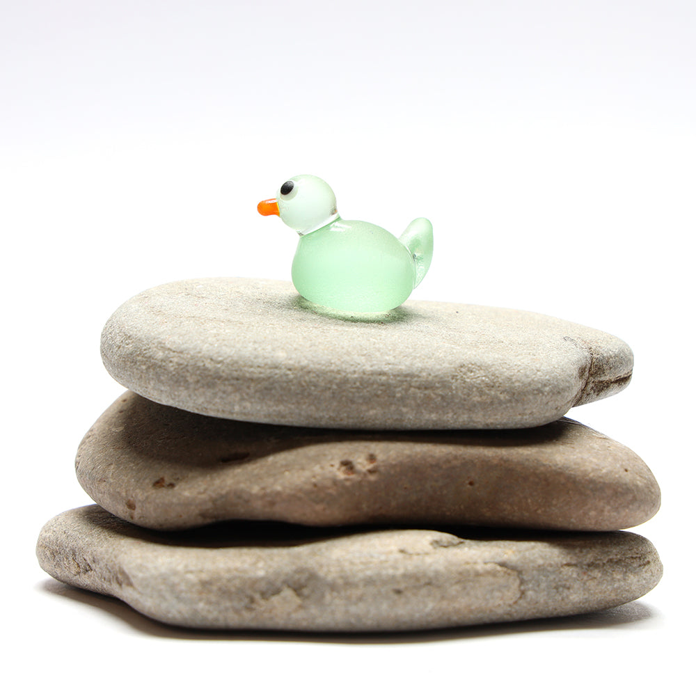 Green Frosted Glass Duck