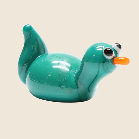 Green Opaque Glass Duck