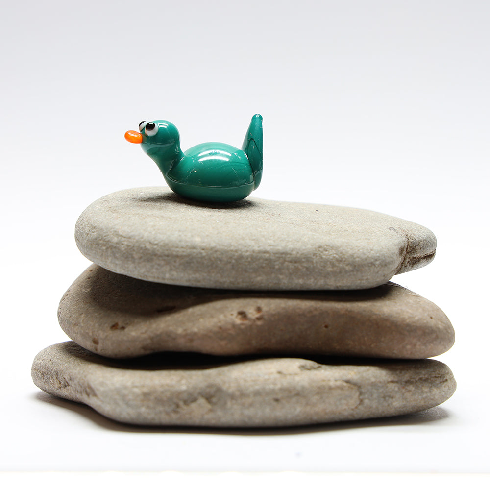 Green Opaque Glass Duck
