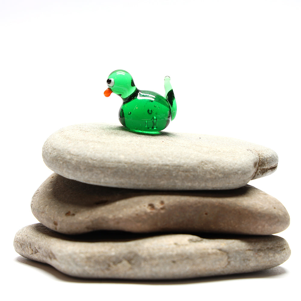 Green Transparent Glass Duck