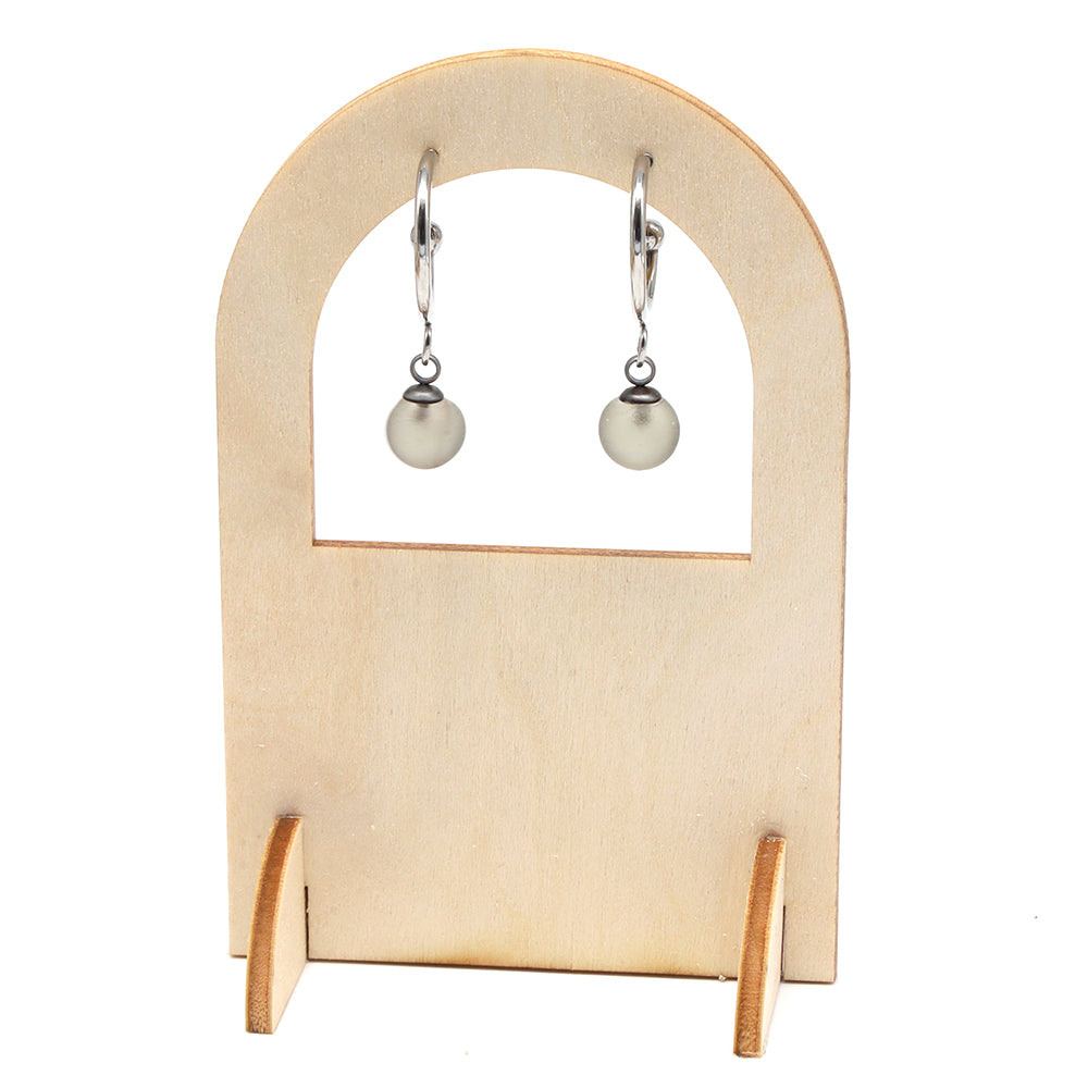 Frosted Grey Glass Half Hoop Earrings
