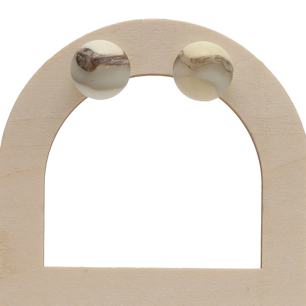 Frosted Grey and Ivory Glass Stud Earrings