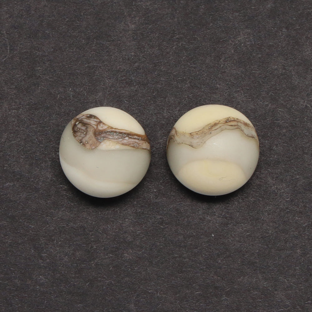 Frosted Grey and Ivory Glass Stud Earrings