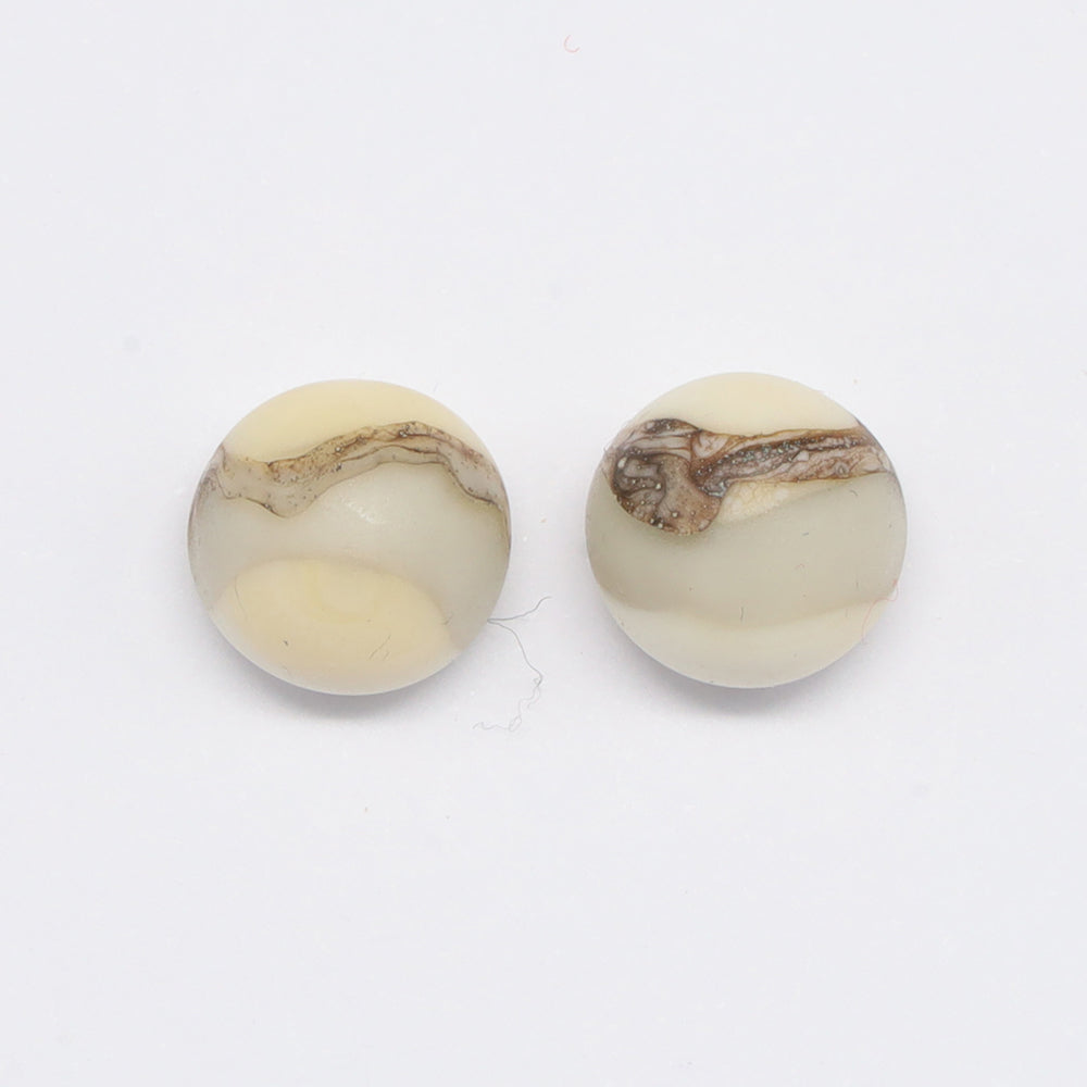 Frosted Grey and Ivory Glass Stud Earrings