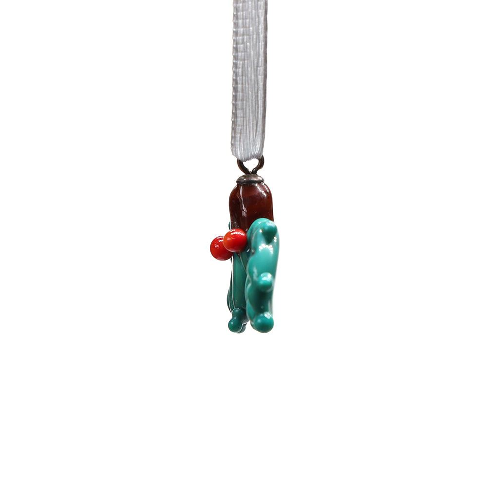 Tiny Glass Holly Hanging Decoration