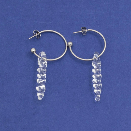 Long Glass Icicle Hoop Earrings