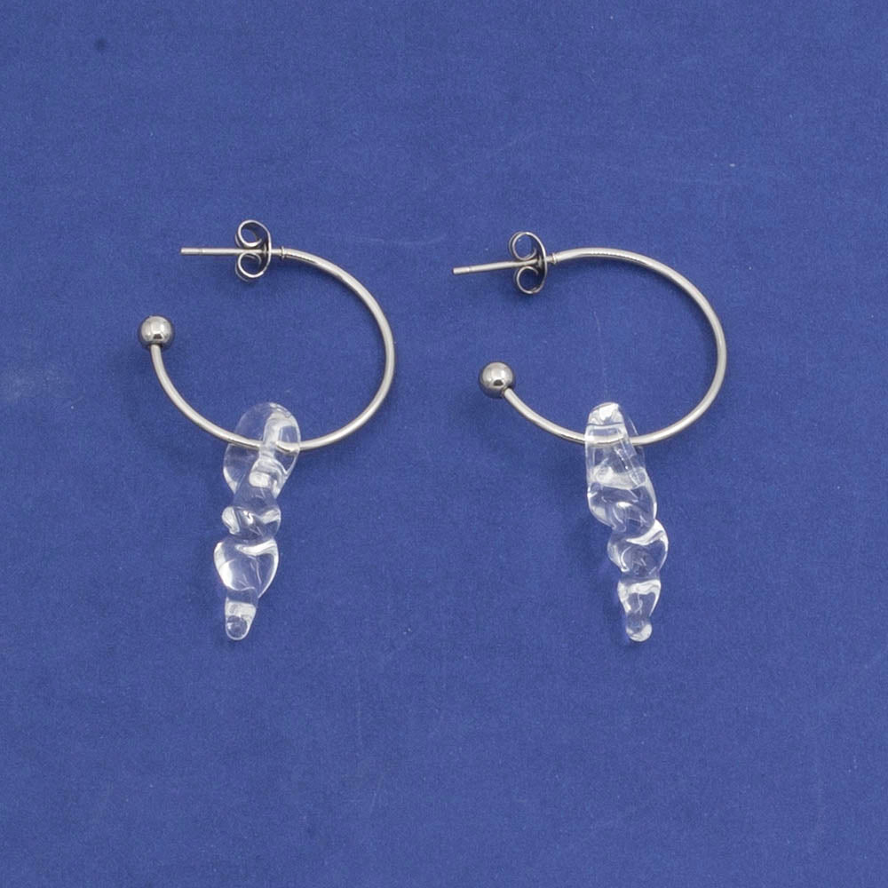 Short Glass Icicle Hoop Earrings