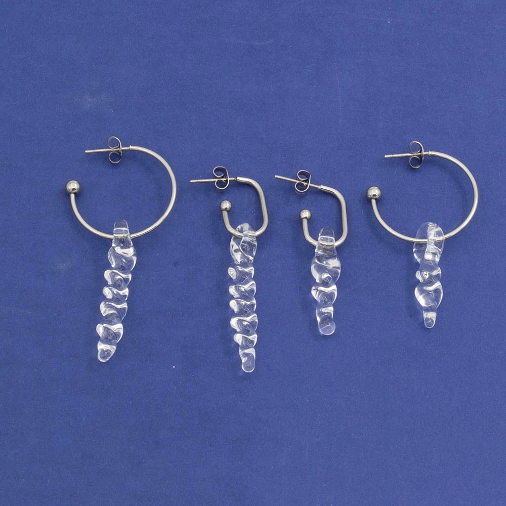 oval and round hoop earrings with long and short icicle drops