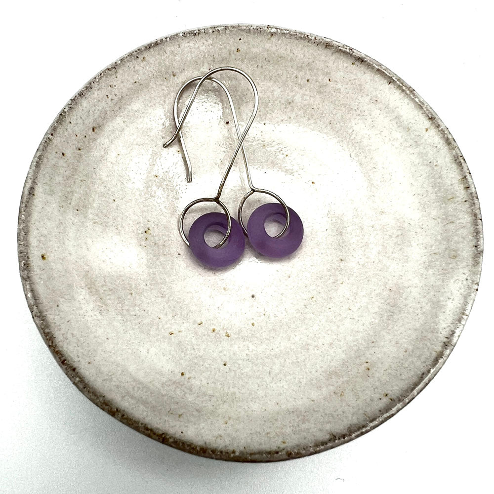 Frosted Lilac Silver Drop Earrings