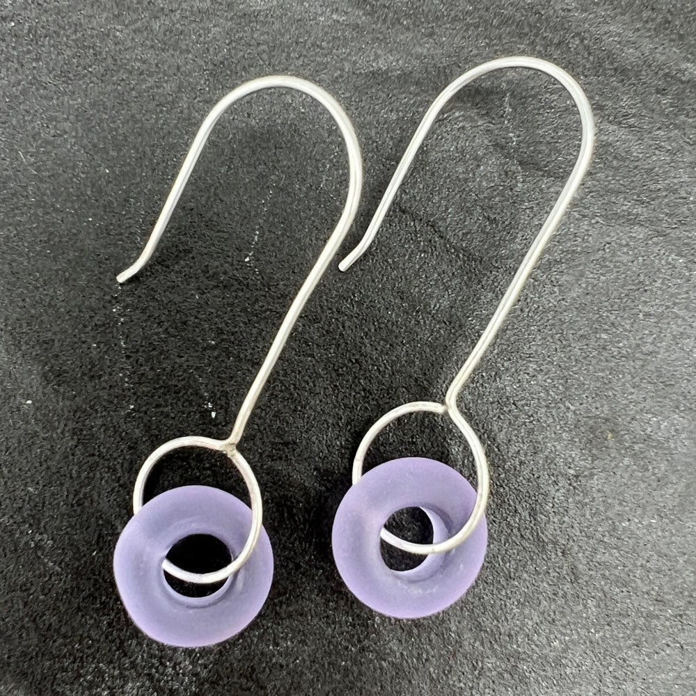 Frosted Lilac Silver Drop Earrings