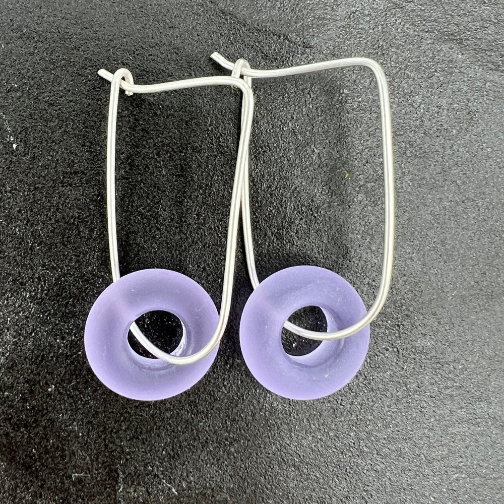 Frosted Lilac Silver Hoop Earrings