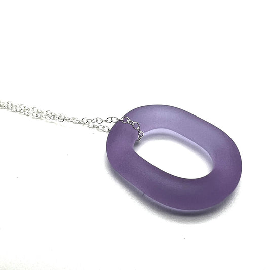 Frosted Lilac Glass Link Necklace