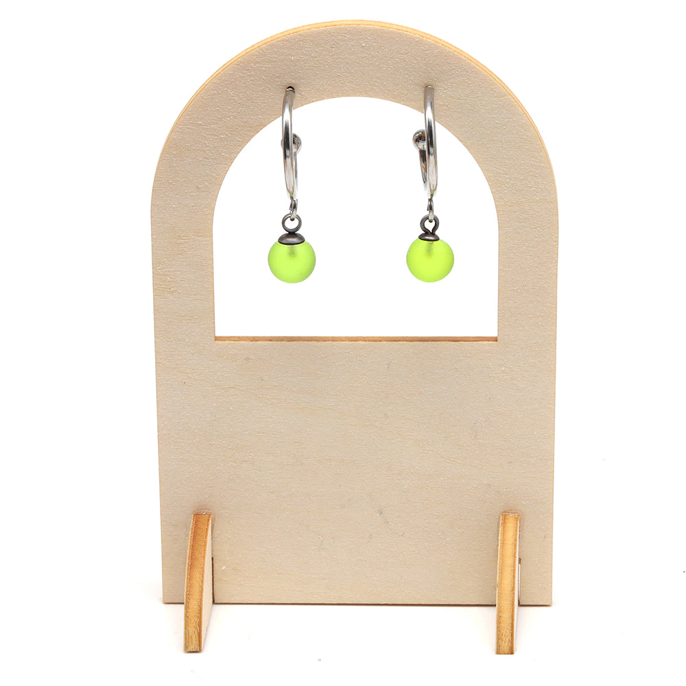 Frosted Lime Glass Half Hoop Earrings