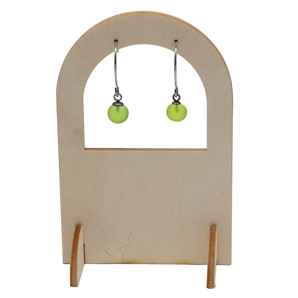 Frosted Lime Glass Hook Earrings