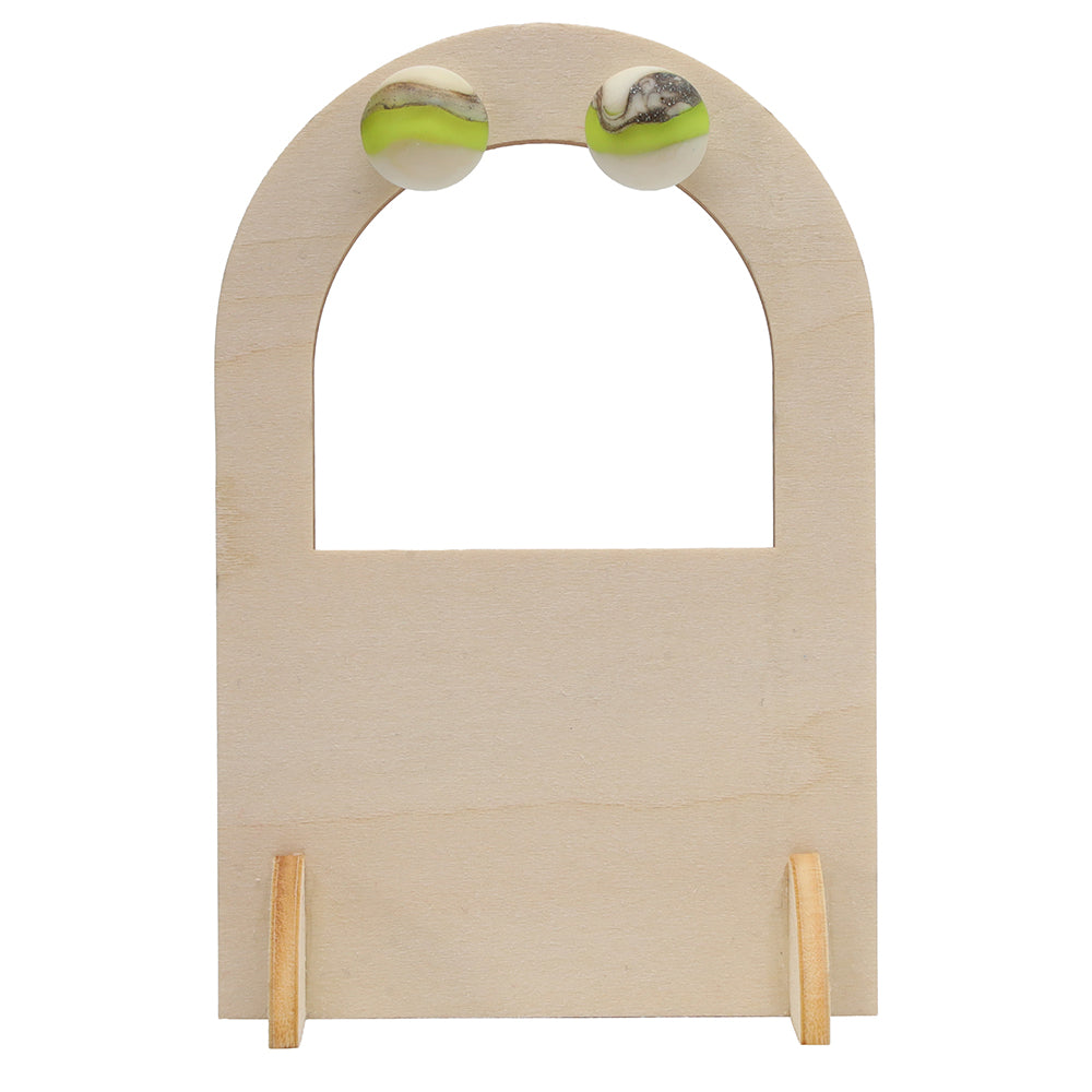 Frosted Lime and Ivory Glass Stud Earrings