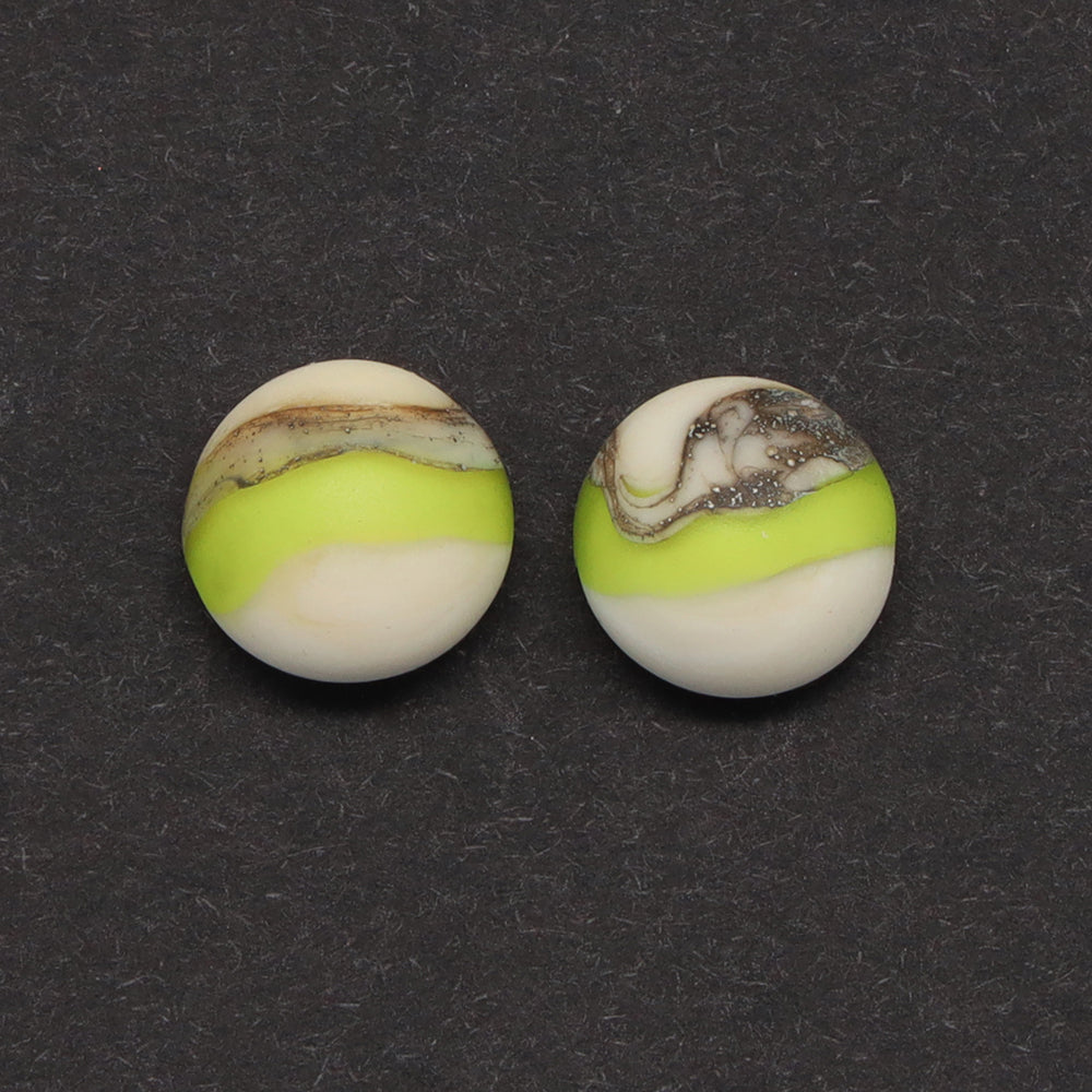 Frosted Lime and Ivory Glass Stud Earrings