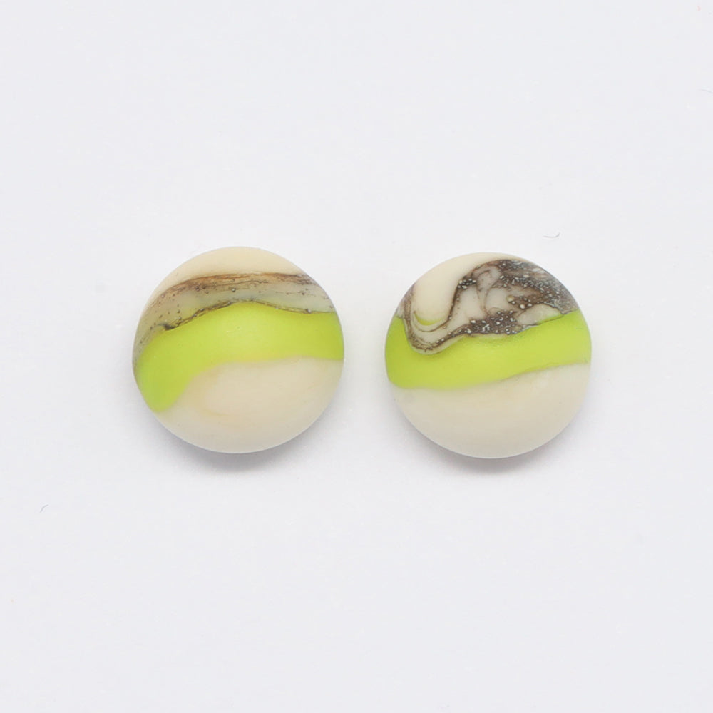 Frosted Lime and Ivory Glass Stud Earrings