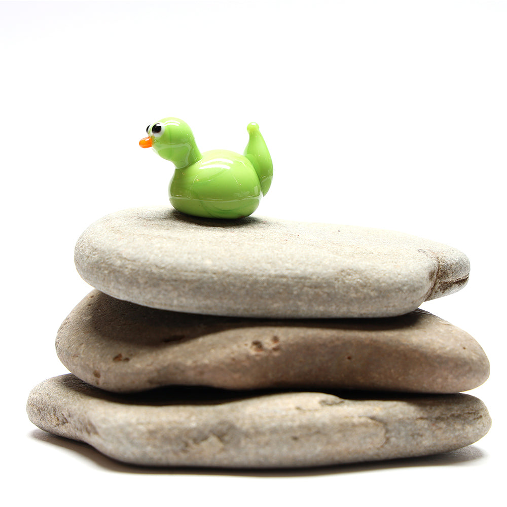 Lime Opaque Glass Duck