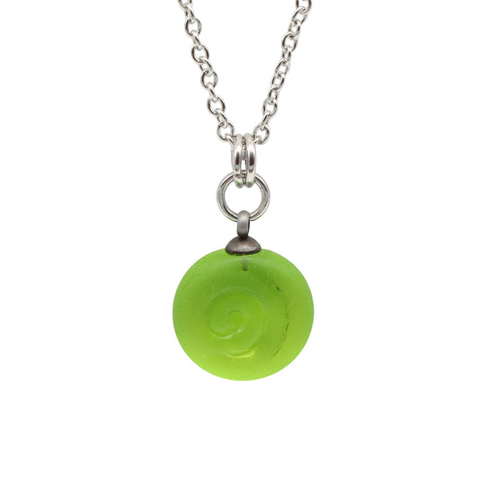 Frosted Lime Spiral Charm Stainless Steel Necklace