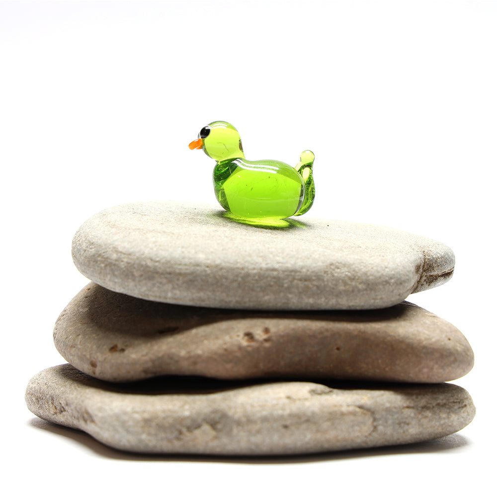 Lime Transparent Glass Duck