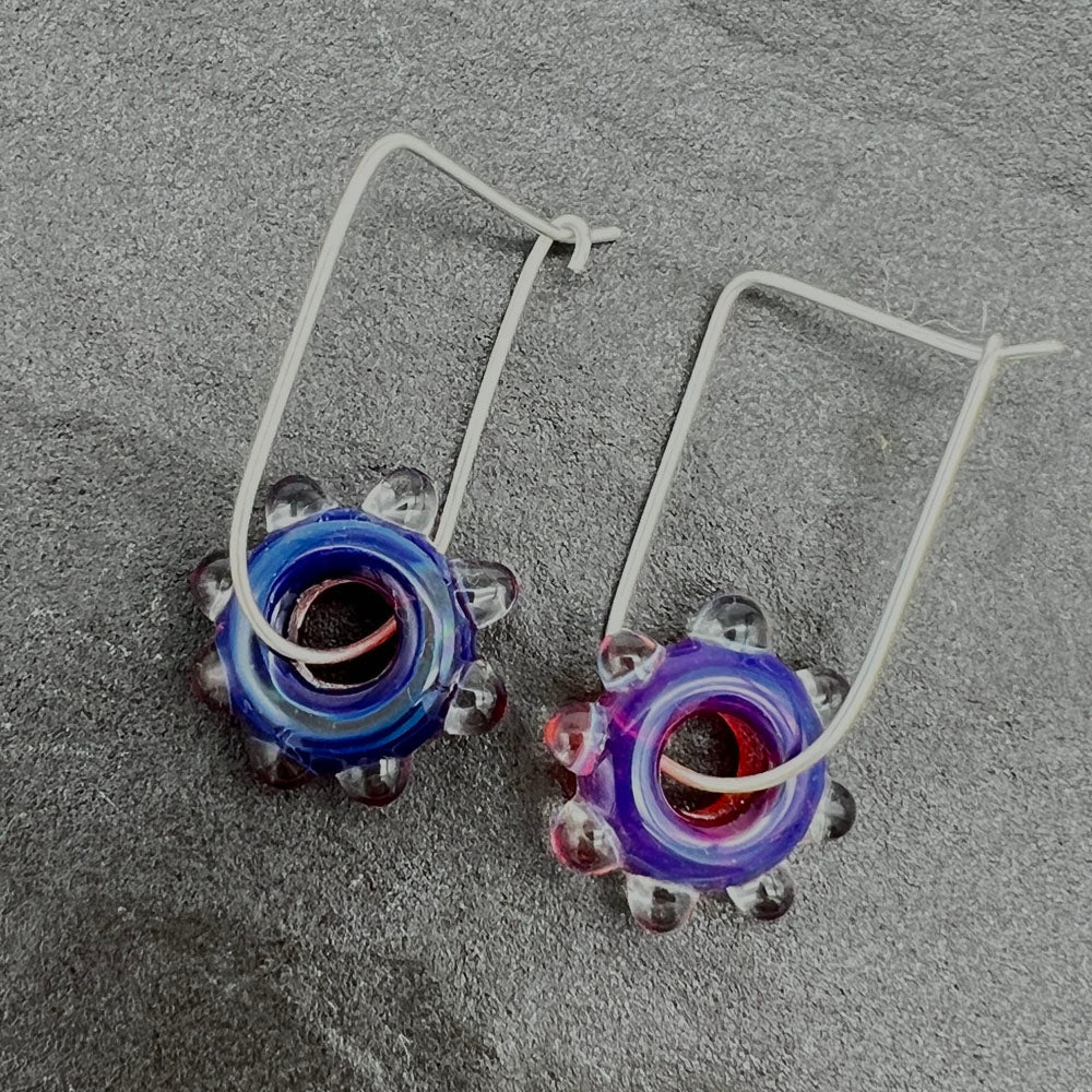 Pink Mai Tai Water Droplet Silver Hoop Earrings