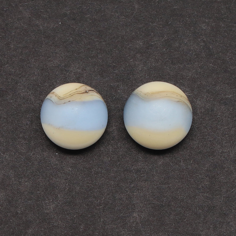 Frosted Mid Blue and Ivory Glass Stud Earrings