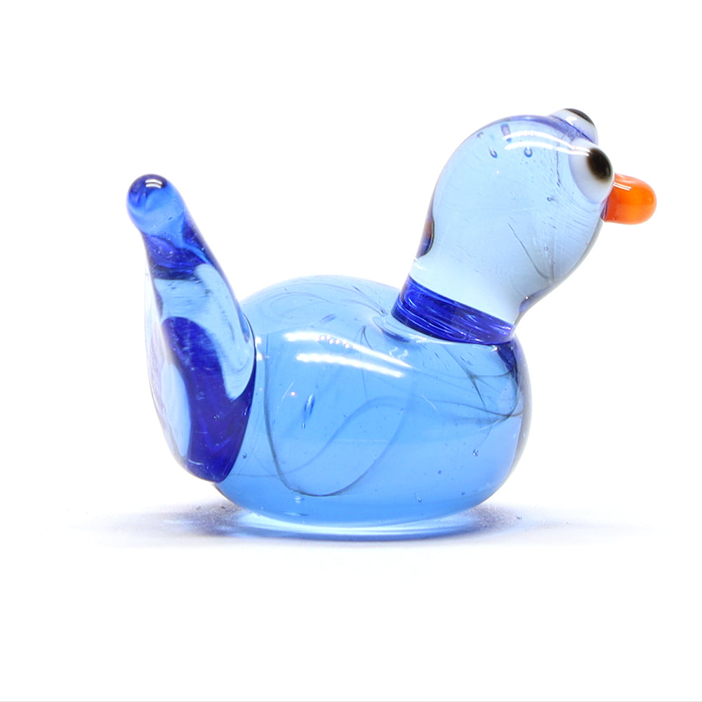 Mid Blue Transparent Glass Duck