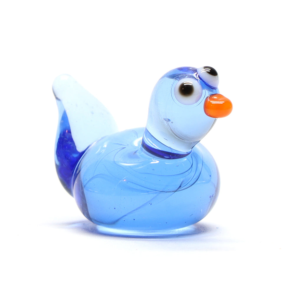 Mid Blue Transparent Glass Duck