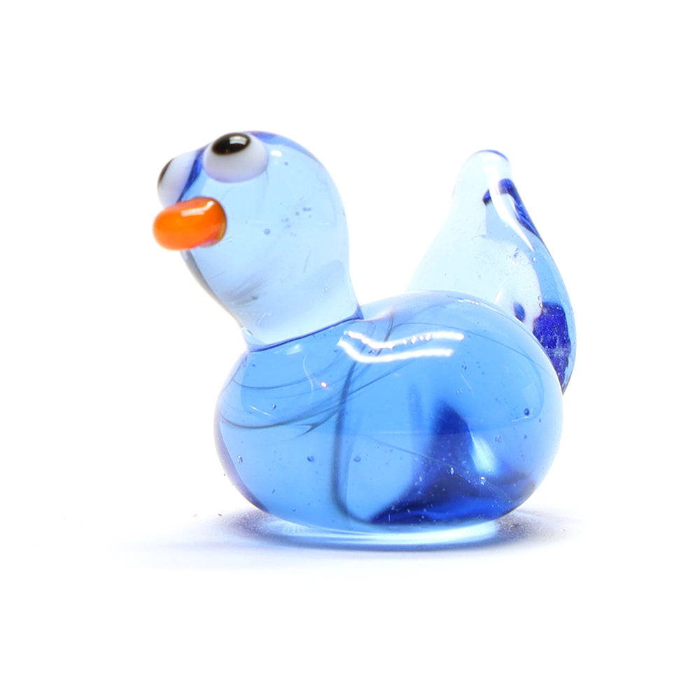 Mid Blue Transparent Glass Duck
