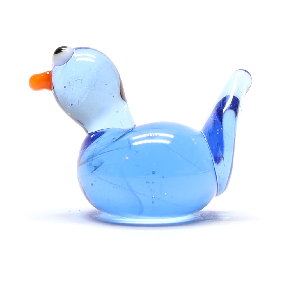Mid Blue Transparent Glass Duck