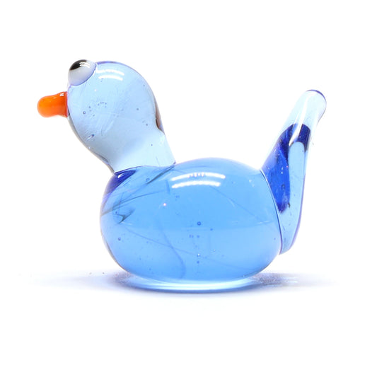 Mid Blue Transparent Glass Duck