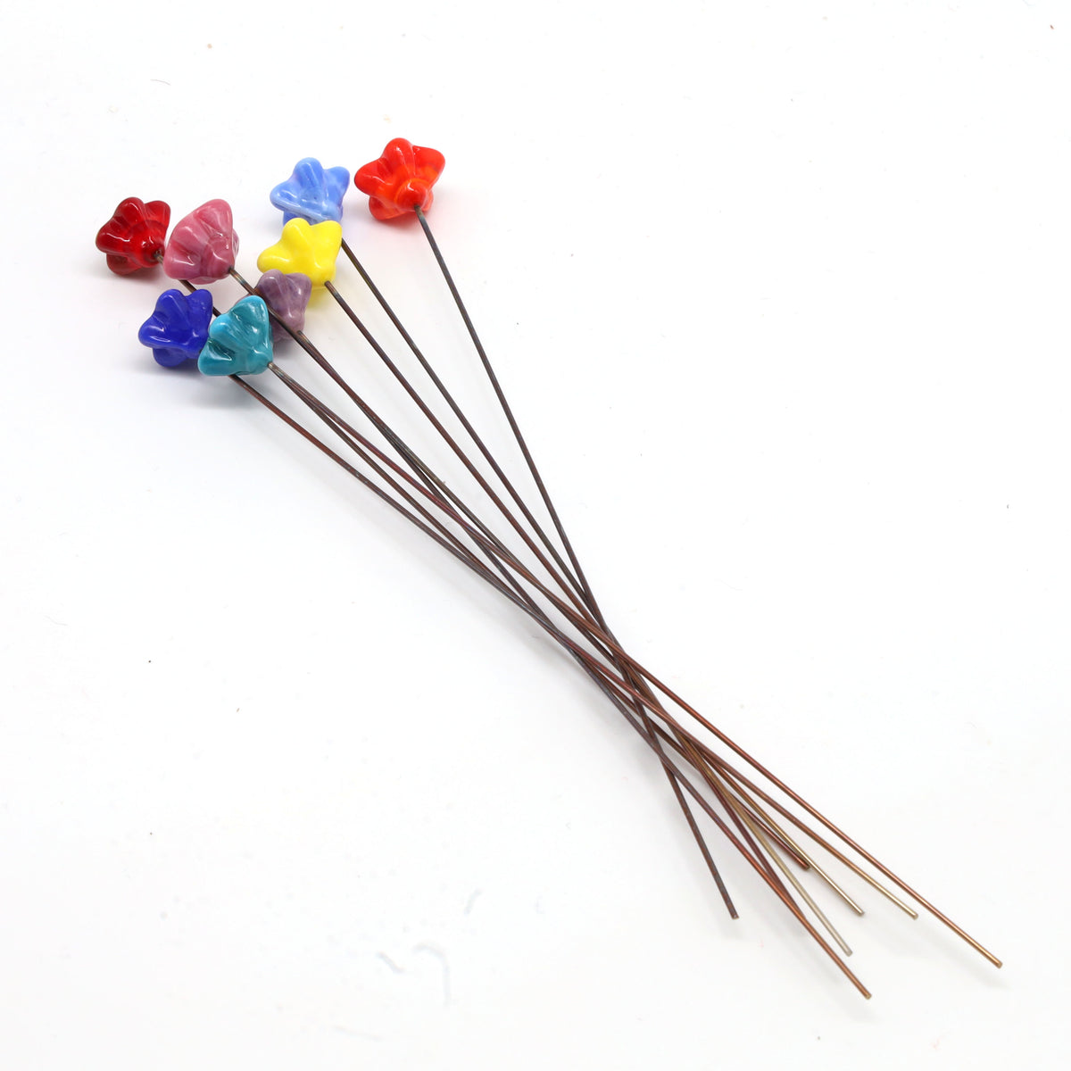 Rainbow of Opaque Glass Star Flowers with Vase