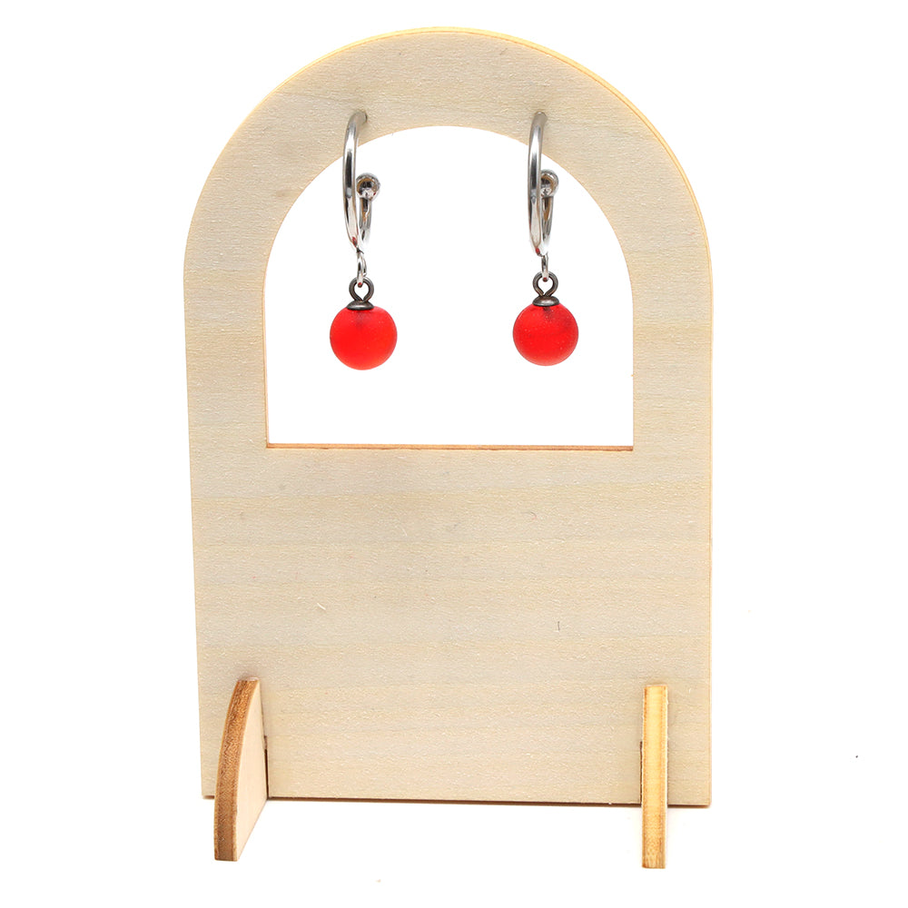 Frosted Orange Glass Half Hoop Earrings