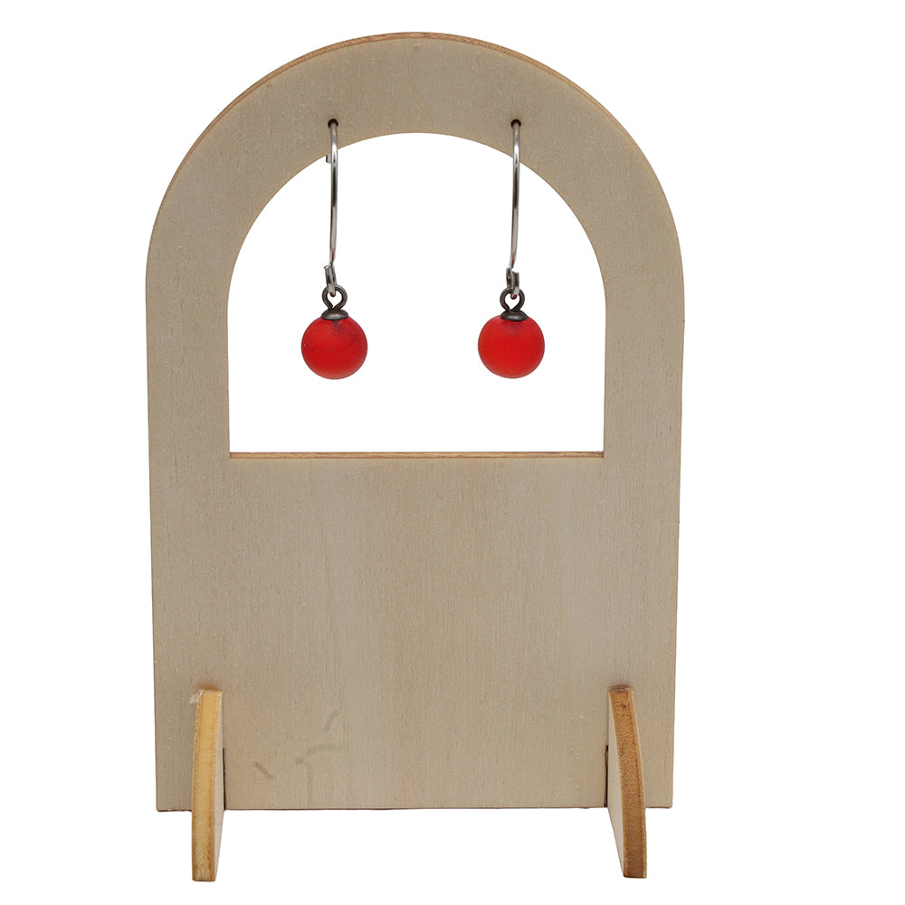 Frosted Orange Glass Hook Earrings