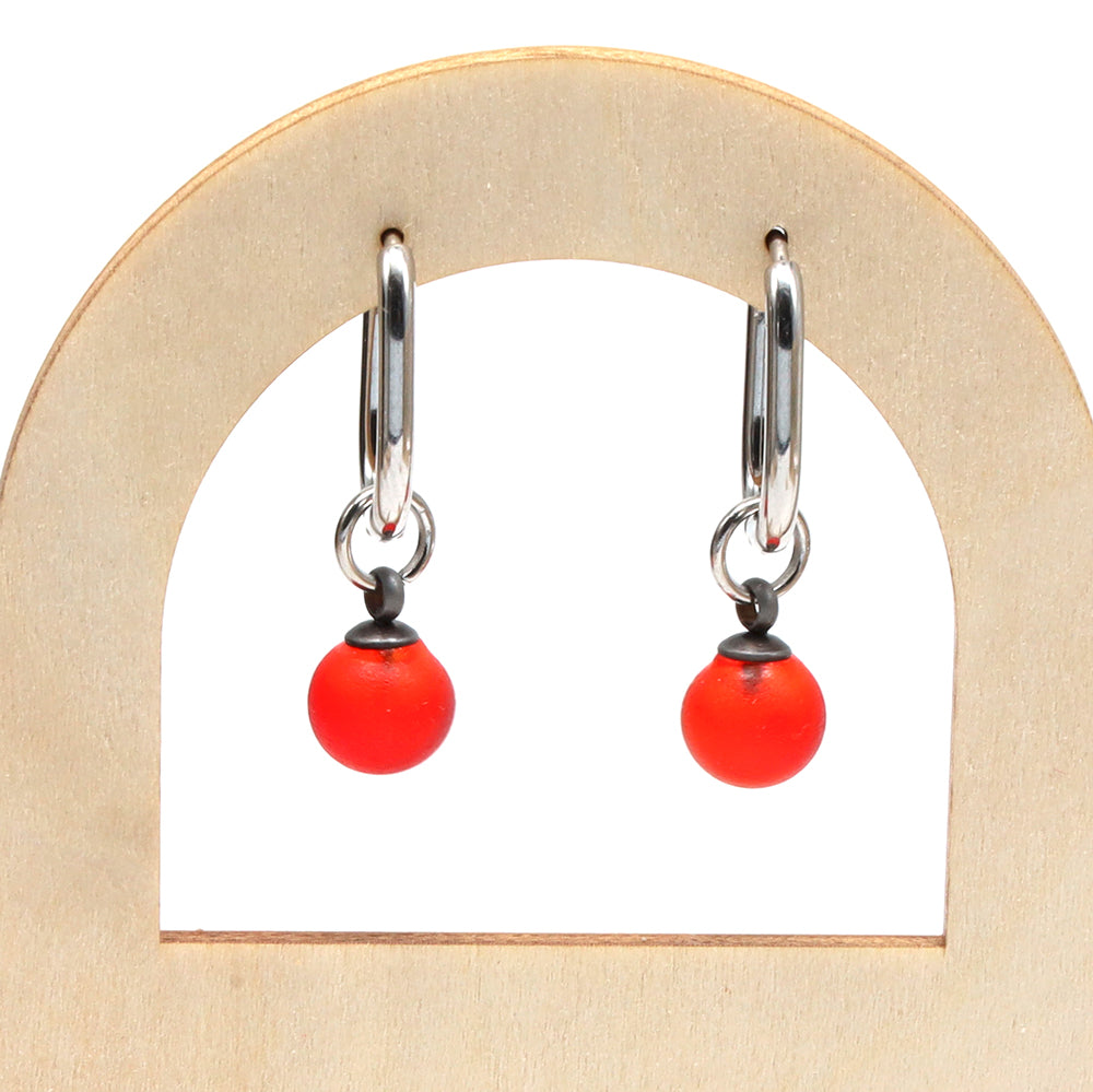 Frosted Orange Glass Oval Hoop Earrings