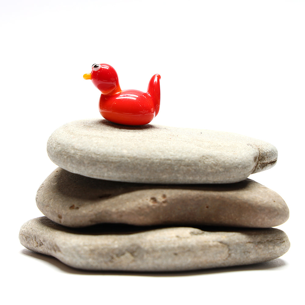 Orange Opaque Glass Duck