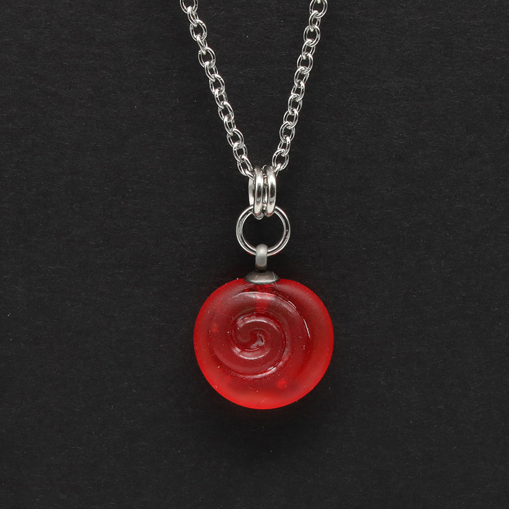 Frosted Orange Spiral Charm Stainless Steel Necklace