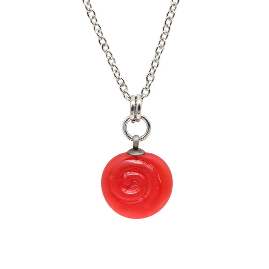 Frosted Orange Spiral Charm Stainless Steel Necklace