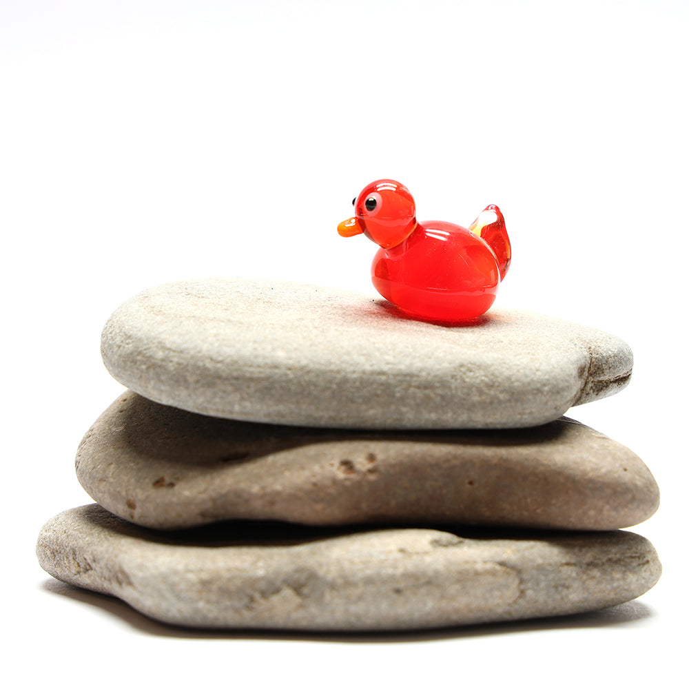 Orange Transparent Glass Duck