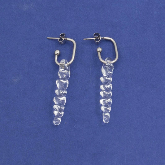 Long Glass Icicle Oval Hoop Earrings