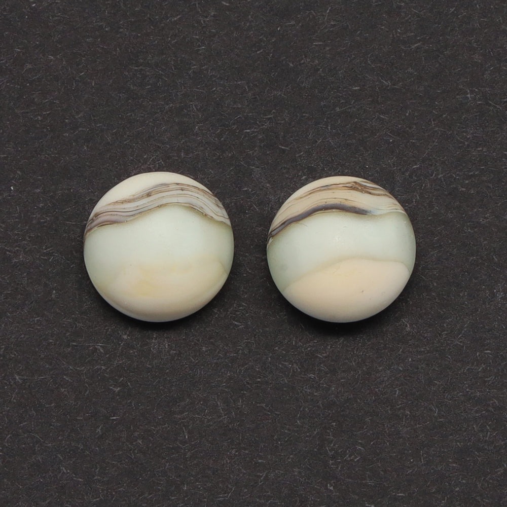 Frosted Pale Blue and Ivory Glass Stud Earrings