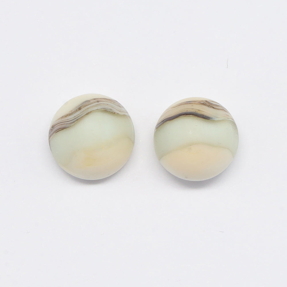 Frosted Pale Blue and Ivory Glass Stud Earrings