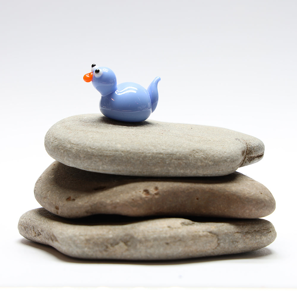 Pale Blue Opaque Glass Duck